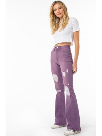 Jeans Flair in denim elasticizzato viola Star Fish