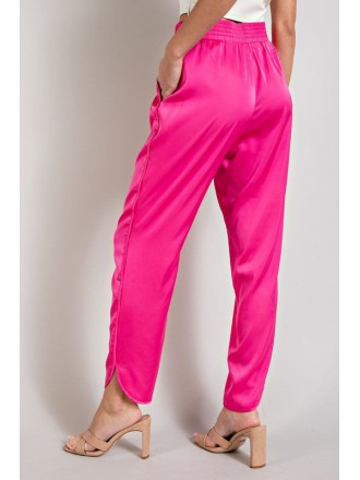 Pantaloni da jogging in raso rosa caldo
