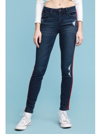 Jeans skinny in velluto rosso Denim